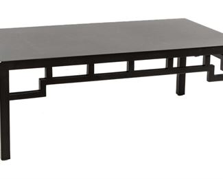 Chinese Influence Black Lacquer Coffee Table, H 16.25" W 25" L 44"