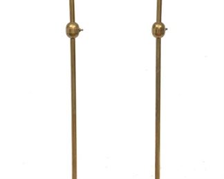 Tommi Parzinger Style, Steel & Brass Torchieres, Ca. 1960, H 61.5" Dia. 7.5" 1 Pair