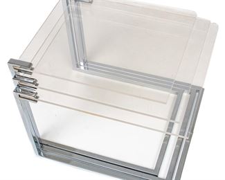 Lucite Nesting Tables, H 18" W 21" Depth 20" 3 pcs