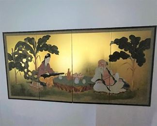 Large 4 panel oriental wall art.