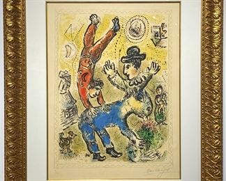 Lot 838 Original Marc Chagall Color Lithographh Lacrobate rouge
