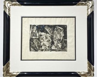 LOT 810 Original Pablo Picasso Aquatint Minotaure aveugle guid par MarieThrse au Pigeon dans une Nuit toil
