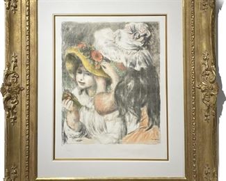 Lot 835 Original Pierre Auguste Renoir Color Lithograph  Le Chapeau Epingle