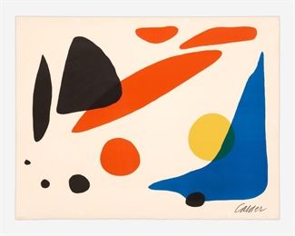 13. ALEXANDER CALDER "COMPOSITION: BLUE BOOMERANG" (1962, SIGNED)