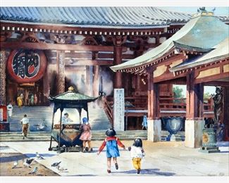 116. NANAE ITO "SENSO-JI TEMPLE" (WATERCOLOR)