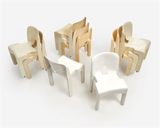 150. JOE COLOMBO SET OF 10 KARTELL "UNIVERSALE" CHAIRS