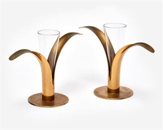 162. IVAR ALENIUS BJORK PAIR OF YSTAD LILY CANDLE HOLDERS
