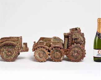 165. JESSE SMALL CERAMIC MILITARY VEHICLE WITH TRAILER