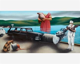 188. SOREN ARUTJUNJAN "THE OLD CAR IN SANDANA" (1977 GOUACHE)