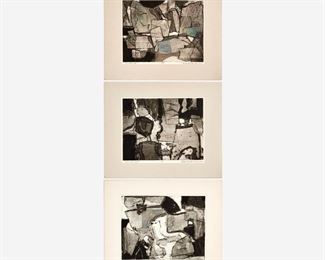 203. NICK VACCARO THREE ABSTRACT COLLAGRAPHS (CA. 1961)