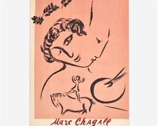 210. MARC CHAGALL "LE PEINTER EN ROSE" (1959 LITHO POSTER)