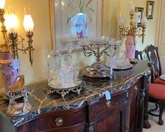 Some of the finer pieces are pictured separately. There are too many. These wider shots are to show the larger collection. All are the finest glass, porcelain, and china art objects.