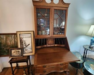 Vintage Drop Front Secretary with Serpentine Front and Ball and Claw Feet