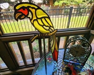 Stained Glass Parrot on Stand