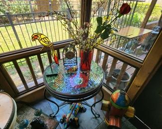 Mosaic Side Table and Decor