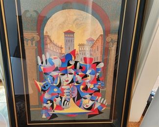 Anatole Kranyansky..Teal and Bronze, Serigraph