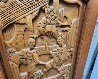 Vintage Rolling Bar with Carved Detailing