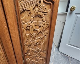 Vintage Rolling Bar with Carved Detailing