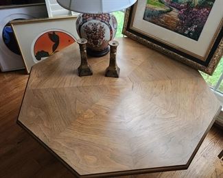 Wood and Iron Octagonal Cocktail Table