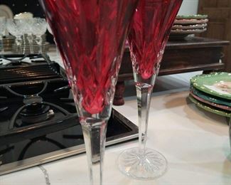 Waterford Red Champagne Flutes