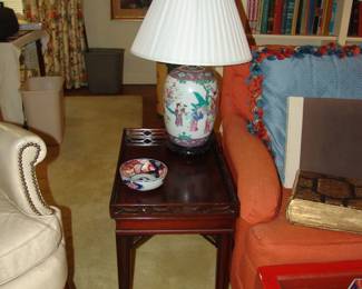 Mahogany side table and oriental loud