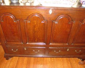 Antique English oak linen press