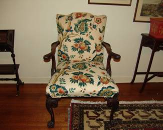 Designer upholstered, antique chair