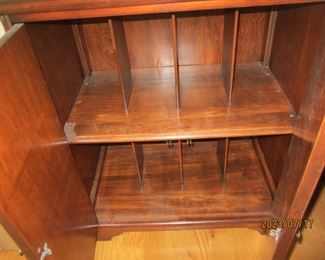 Inside music cabinet