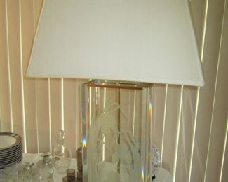 1985 Frederick Ramond Glass & Brass Lamp  (1 of 2)