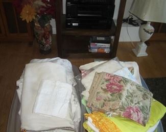 Vintage linen tablecloths, totes full