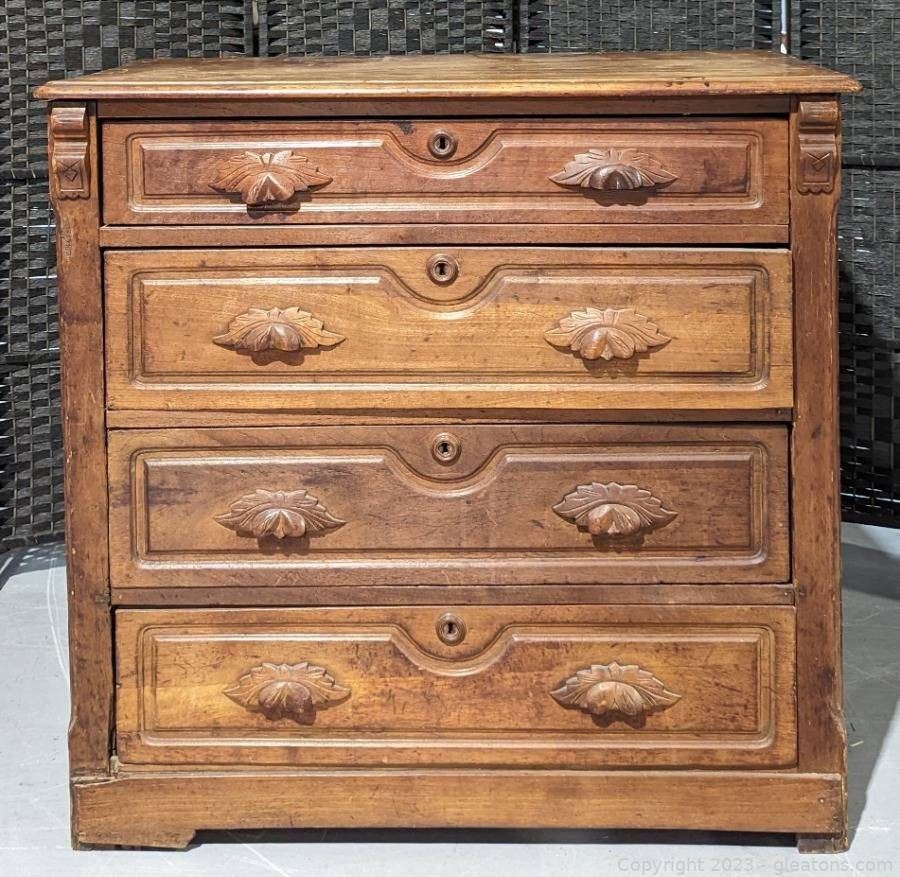 Antique Chest of Drawers with Carved Drawer Pulls