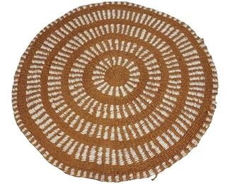 Lovely Round Brown Off White Braided Rug