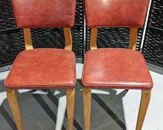 Pair of Upholstered Mid Century Dining Side