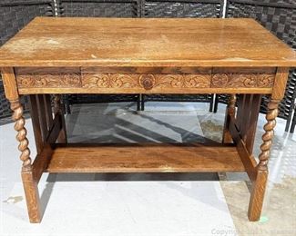 Solid Wood Desk with Wraparound Carvings