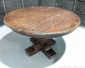 Very Heavy Solid Wood Round Pedestal Dining Table