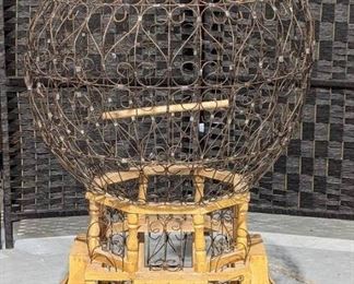 Victorian Style Wood and Iron Balloon Birdcage