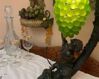 Antique reproduction of Cherub and Grapes Table Lamp