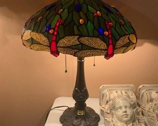 2 Dragon Fly Matching Tiffany copies tabletop and Floor  lamps