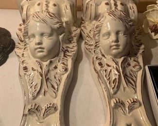 2 Angel Ceramic and Terra Cotta Wall Decor Lovely