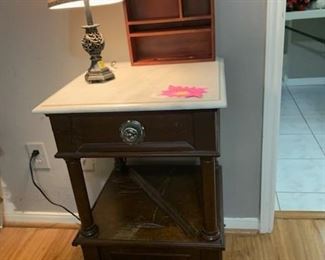Antique side table with white marble- needs some Love