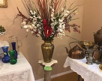 Beautiful Floral Arrangement in Brass Vase                   
                    Everything Priced to Sell the First Date 