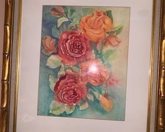 Beautifully Framed Floral Watercolor Painting