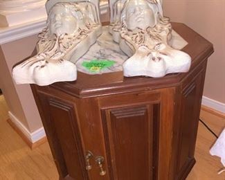 2 Vintage Octagon Marble top living room End Tables 