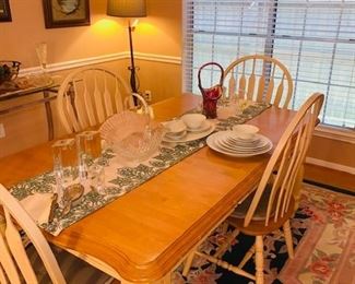 Sturdy Pine Table with left and 4 chairs