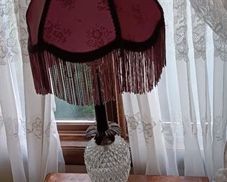 LAMP AND GLASS TOP TABLE