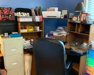 Corner desk, office misc