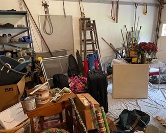 Garage stuff    there are tools. No lawnmower   Found camping stuff   Games more… 