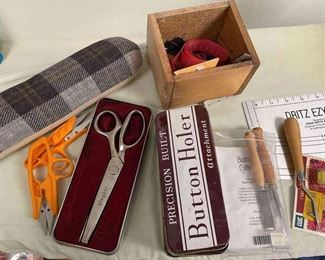 Button Holer, Scissors, Latch Hook Tool