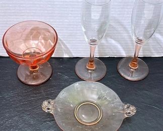 Pink depression glass