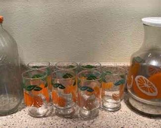 Orange Juice Glasses and Carafe Set
